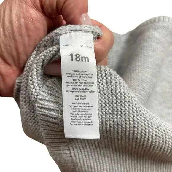 Carters Baby Gray 3D Knitted Lion Jungle Retro Modern Knit Sweater Size 18M - Picture 6 of 7